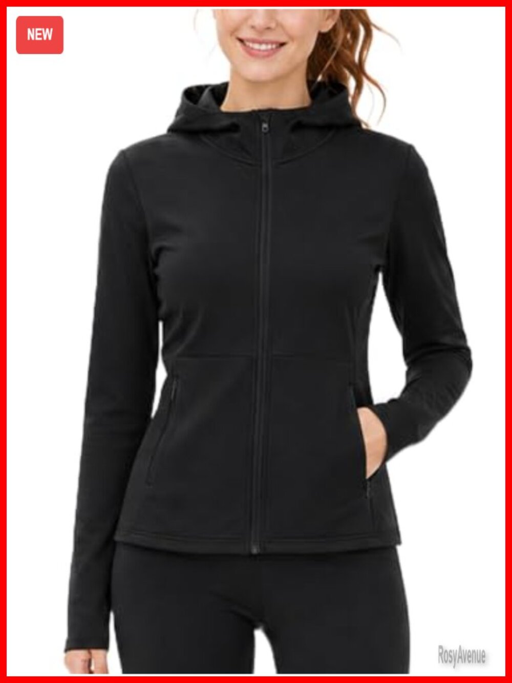 Women's Full-Zip Fleece Hoodie Athletic Jacket Polyester Spandex Stand Collar